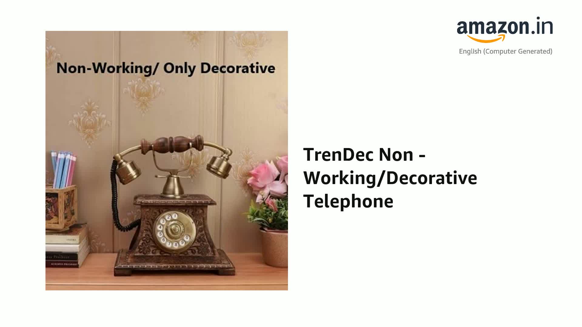 TrenDec Vintage Wooden Non-Working Decorative Table Phone | Made